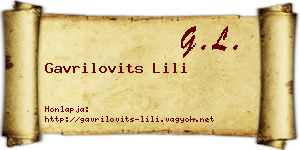Gavrilovits Lili névjegykártya